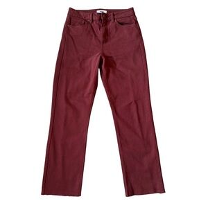 JBD Women's Size 28 Burgundy Raw Hem Straight Leg Denim Jeans